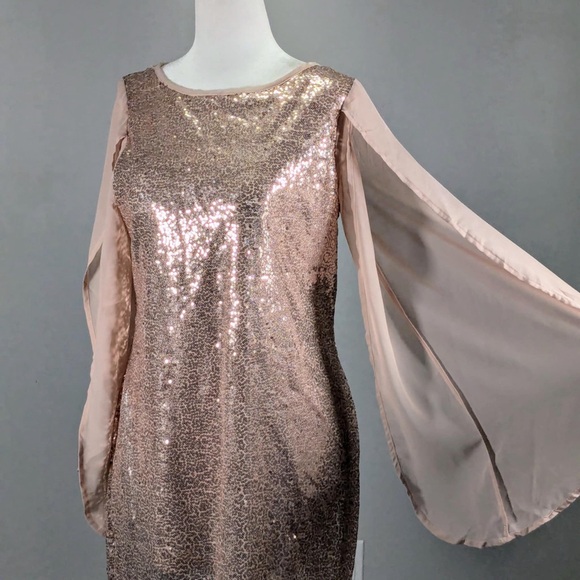 NWT NY Collection Petites Sequined Flutter Sleeves Cocktail Dress - PM - Picture 8 of 8